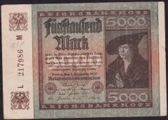 Almanya 5000 Mark 1922 Çok Temiz