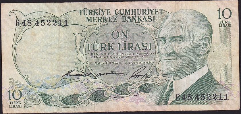 6.Emisyon 1.Tertip 10 Lira B48 452211 Çok Temiz
