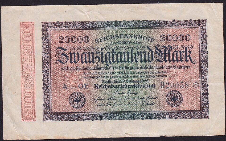 Almanya 20.000 Mark 1923 Çok Temiz ( Yıldızlı Seri )