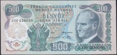 6.EMİSYON 2.TERTİP 500 LİRA J30 158039 ÇÇT ÇİLALTI eski para alan yerler