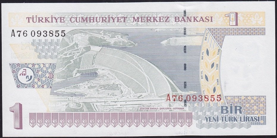 8.Emisyon 1 YTL A76 093855 Çil