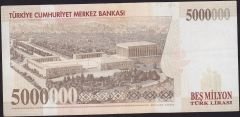 7.Emisyon 5 000 000 Lira F02 591053 Çok Temiz+