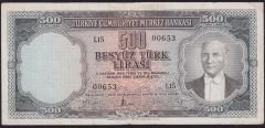 5.Emisyon 2.Tertip 500 Lira L15 00653 Çok Temiz ( Düzeltme var )