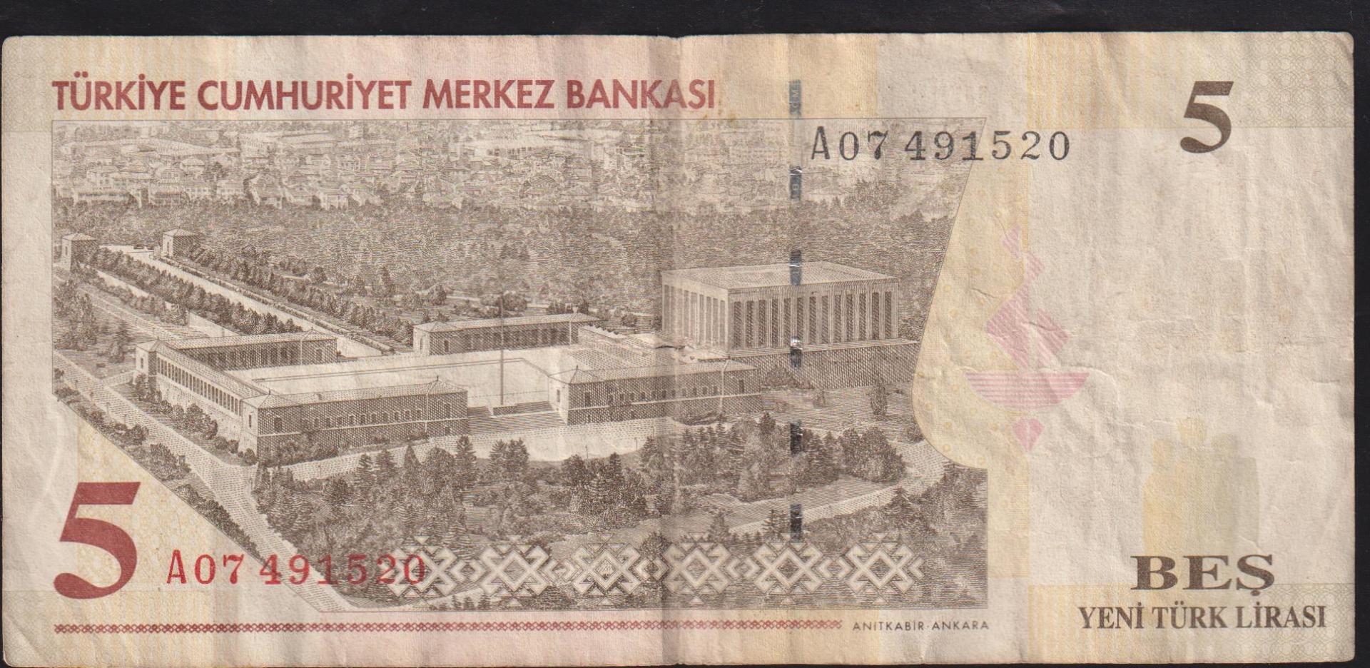 8.Emisyon 5 Ytl A07 491520 Çok Temiz