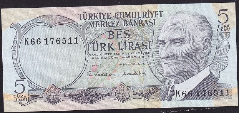 6.Emisyon 2.Tertip 5 Lira K66 176511 Çilaltı