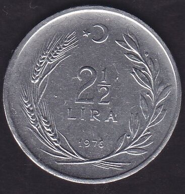 1976 Yılı 2.5 Lira TC lerden Biri Ters Biri Düz Aynı Parada