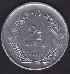 1976 Yılı 2.5 Lira TC lerden Biri Ters Biri Düz Aynı Parada