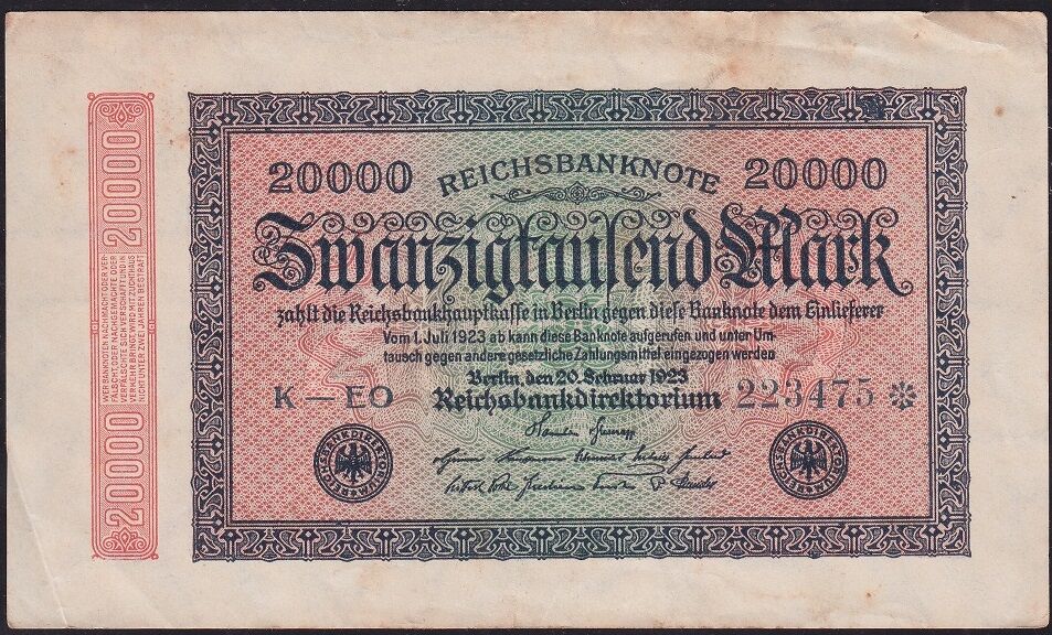 Almanya 20.000 Mark 1923 Çok Temiz+ ( Yıldızlı Seri )
