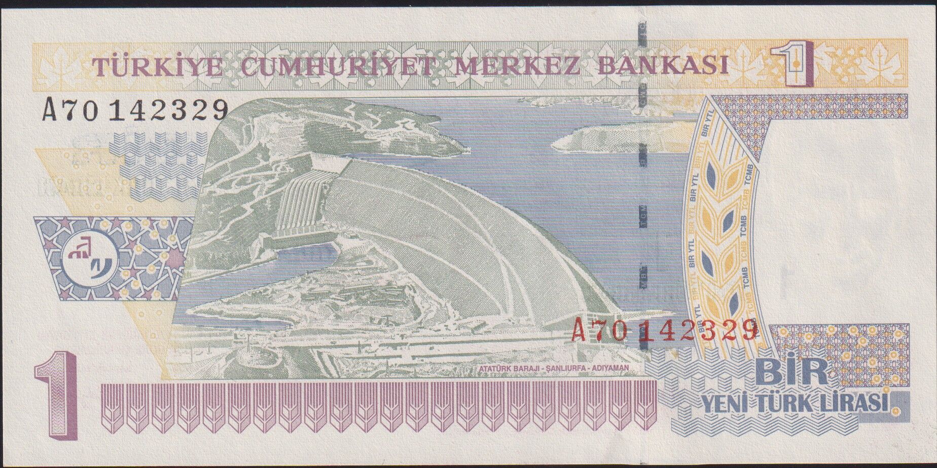 8.Emisyon 1 YTL A70 142329 Çilaltı Çil