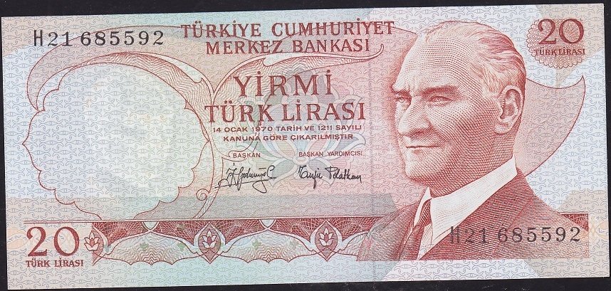 6.Emisyon 3.Tertip 20 Lira H21 685592 Çil