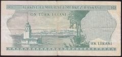 6.Emisyon 1.Tertip 10 Lira B22 357905 Çok Temiz