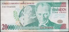 7.Emisyon 20 000 000 Lira E83 704868 Çok Temiz+