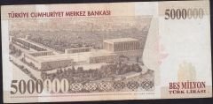 7.Emisyon 5 000 000 Lira E89 212245 Çok Temiz+