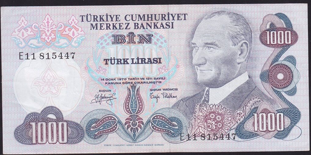6.Emisyon 2.Tertip 1000 Lira E11 815447 Çok Temiz+