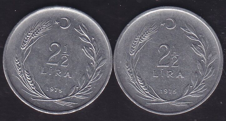 1975 Yılı 2.5 Lira (Ters Düz Takım)