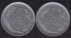 1975 Yılı 2.5 Lira (Ters Düz Takım)
