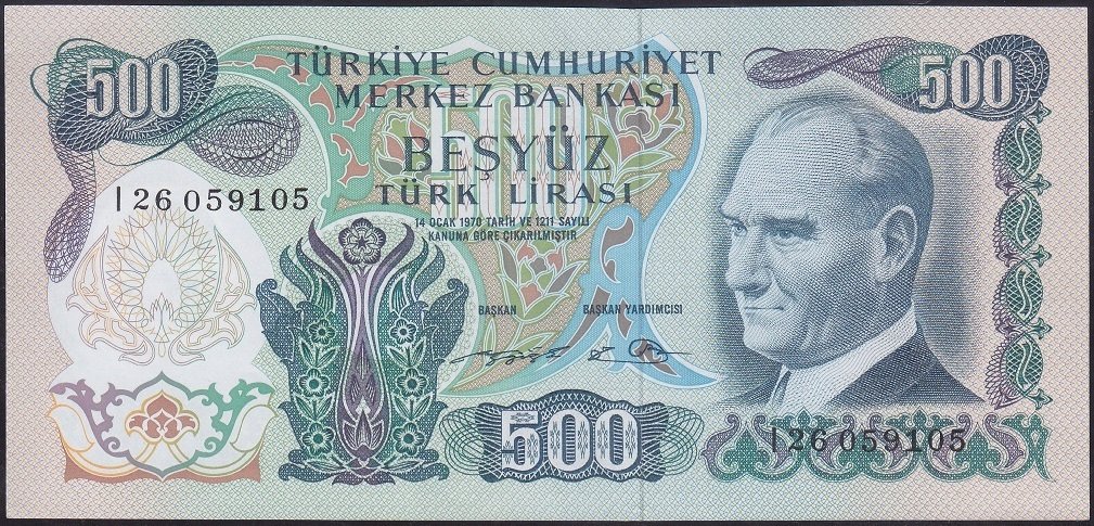 6.EMİSYON 2.TERTİP 500 LİRA I26 059105 ÇİL