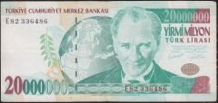 7.Emisyon 20 000 000 Lira E82 336486 Çok Temiz
