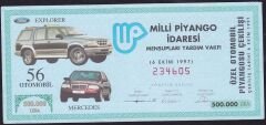 Milli Piyango İdaresi Mensupları Yardım Vakfı 6 Ekim 1997 Çekilişi