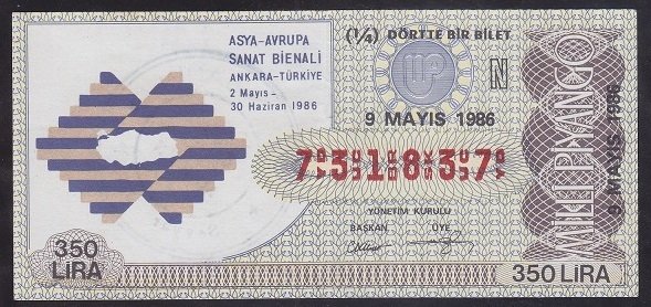 1986 9 MAYIS ÇEYREK BİLET N SERİSİ