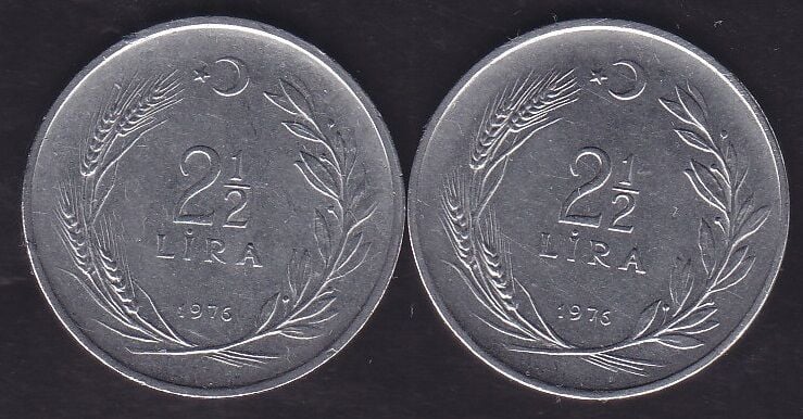 1976 Yılı 2.5 Lira (Ters Düz Takım)