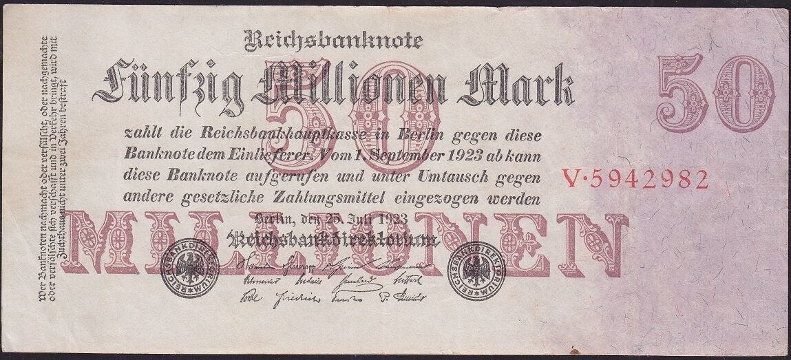 Almanya 50.000.000 Mark 1923 Çok Temiz+