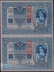 Avusturya Macaristan 1000 Korona 1902 Çil Seri Takipli 2 adet