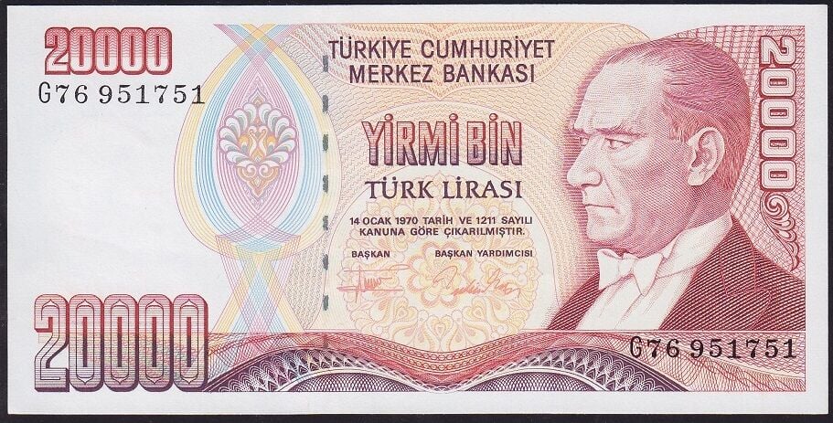 7.Emisyon 2.Tertip 20000 Lira G76 951751 Çil
