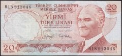 6.Emisyon 3.Tertip 20 Lira H18 913046 Çok Temiz +