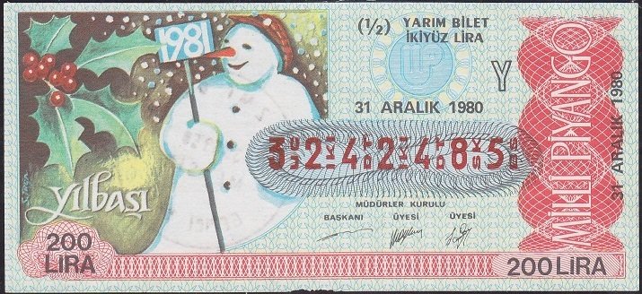 1980 31 Aralık Yarım Bilet - Y Serisi