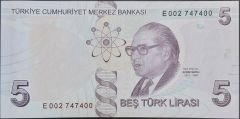 9.Emisyon 5.Tertip 5 Lira E002 747400 Çilaltı Çil