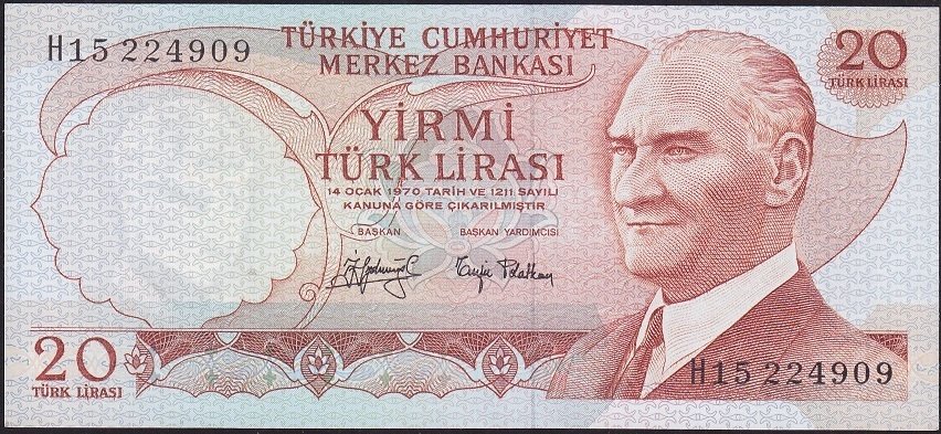 6.Emisyon 3.Tertip 20 Lira H15 224909 Çil