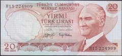 6.Emisyon 3.Tertip 20 Lira H15 224909 Çil