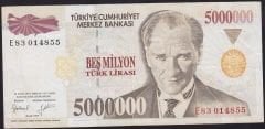 7.Emisyon 5 000 000 Lira E83 014855 Çok Temiz+
