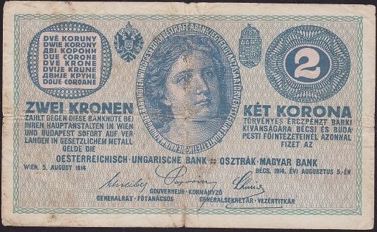 AVUSTURYA MACARİSTAN 2 KORONA 1914 TEMİZ +