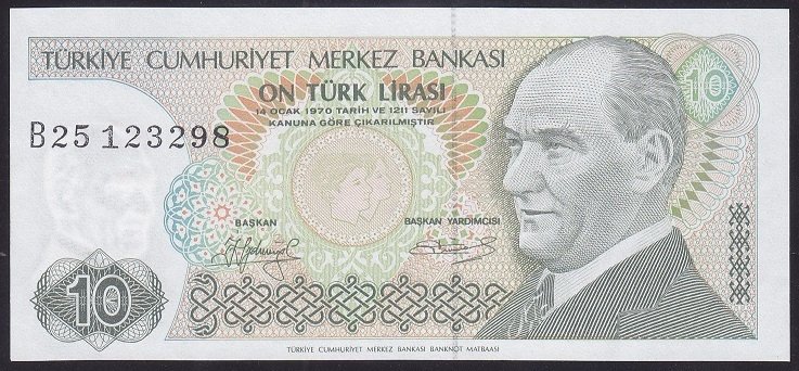 7.EMİSYON 1.TERTİP 10 LİRA B25 123298 ÇİL