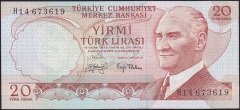 6.Emisyon 3.Tertip 20 Lira H14 673619 Çok Temiz+