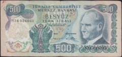 6.EMİSYON 2.TERTİP 500 LİRA H34 026061 HALİYLE eski kağıt para değerleri