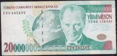 7.Emisyon 20 000 000 Lira E79 185197 Çok Temiz