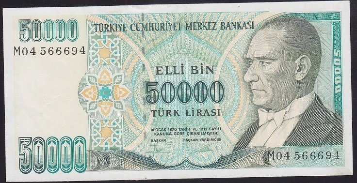 7.EMİSYON 2.TERTİP 50000 LİRA M04 566694 ÇİLALTI ÇİL