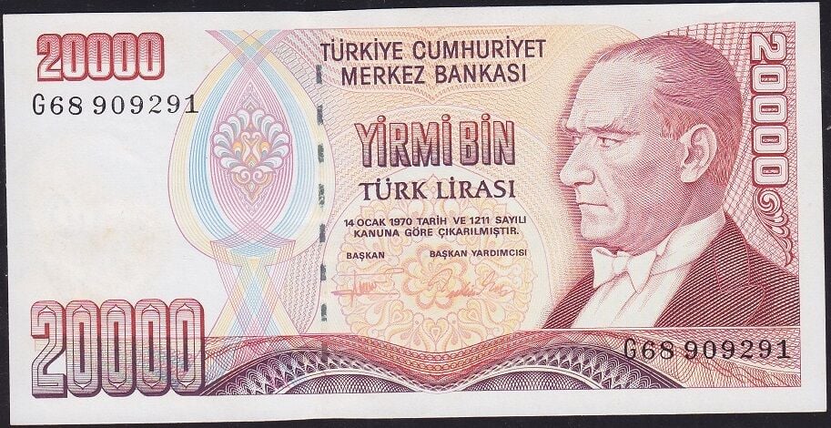 7.Emisyon 2.Tertip 20000 Lira G68 909291 Çilaltı