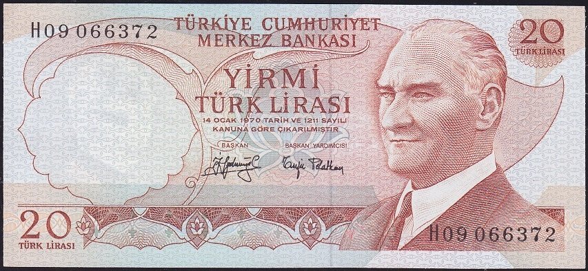 6.Emisyon 3.Tertip 20 Lira H09 066372 Çilaltı