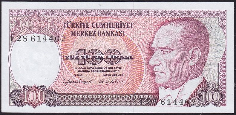 7.Emisyon 2.Tertip 100 Lira F28 614402 Çil