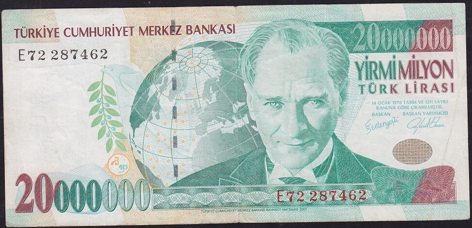 7.Emisyon 20 000 000 Lira E72 287462 Çok Temiz