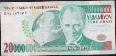 7.Emisyon 20 000 000 Lira E72 287462 Çok Temiz