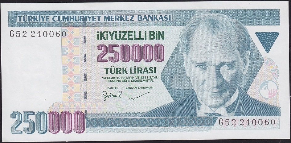 7.Emisyon 3.Tertip 250000 Lira G52 240060 Çilaltı