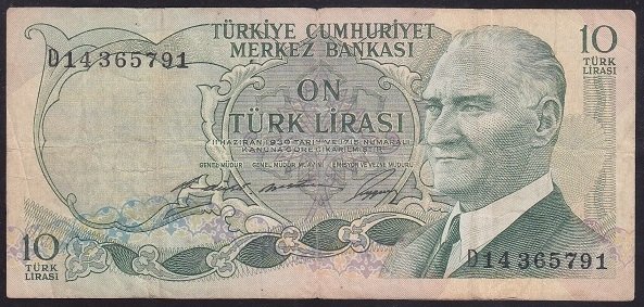 6.EMİSYON 1.TERTİP 10 LİRA D14 365791 ÇOK TEMİZ