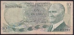 6.EMİSYON 1.TERTİP 10 LİRA D14 365791 ÇOK TEMİZ