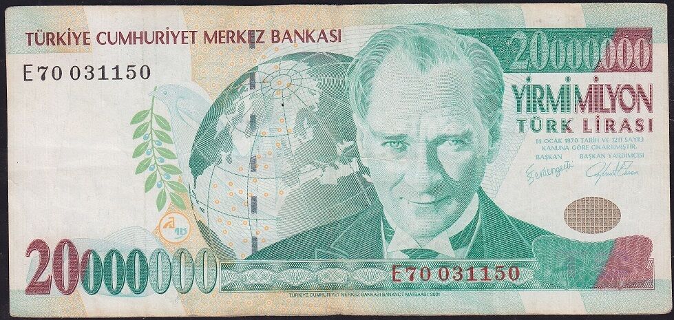 7.Emisyon 20 000 000 Lira E70 031150 Çok Temiz