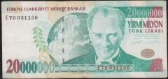 7.Emisyon 20 000 000 Lira E70 031150 Çok Temiz